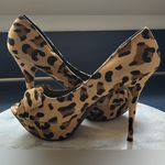 JustFab  Browns & Black Leopard Animal Print Pep Toe Bow Stiletto Heels Sz 10. Photo 6