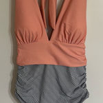 Cupshe Women’s‎  Peach Black White Stripe One-piece Swimsuit Size Large NEW Photo 0