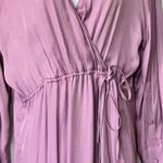 ZARA NWT  XS Satin Effect Wrap Dress Pale Pink Midi Long Sleeve Photo 12