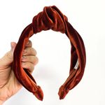 NWOT Iris Atelier Handmade Elegant Top Knot Velvet Headband in Rust Brown Photo 0