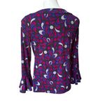 Oscar de la Renta  Jersey Knit Long Sleeve Multi Color Top, Sz M Photo 5