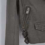 IRO Ashville Lamb Leather Moto Jacket Gray Women's 36 S Cropped Biker Zip Sleeve Photo 5