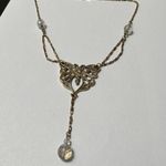 Women’s Pretty Signed Avon Gold Tone / Rhinestone Butterfly Beaded Necklace Photo 0
