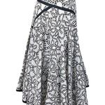 Zac Posen RARE black white pleated A-line skirt grosgrain trim Size 10 EUC Photo 2