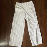 Gap wide leg crop pants white with light blue stripes Photo 0