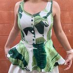 Green Leaf Plant Pattern Peplum Tank Top Photo 0