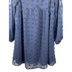Boutique  Navy Clip Dot Mini Dress Size Small Babydoll Empire Waist Long Sleeve Photo 5