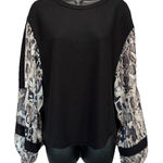 Andree by Unit Andree' By Unit Black/Gray Waffle Knit‎ Long Chiffon Snake Sleeves Blouse Size M Photo 0