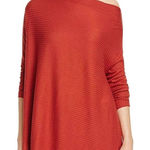 Free People Lover Rib Split Back Knit Loose Neck Rust Womens Sweater Size XSmall Photo 0