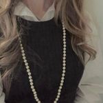 Champagne Pearl Extra Long Necklace Vintage “Evarista” Fish Hook Clasp Classy Elegant White Photo 6
