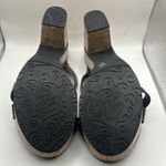 Brighton Black Leather Cork Wedge Sandals Silver Buckle Heels Size 8.5M Brazil Photo 3