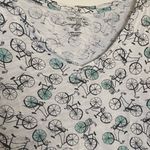 Sonoma Womens Everyday Tee Shirt Bicycle Bicycles Print M Medium White Blue Photo 2