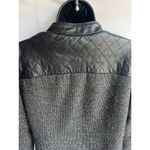 Jaclyn Smith  black &white Tweed quilted Leather button up moto jacket size small Photo 15