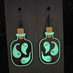 Glow in the Dark Ghost Potion Earrings 👻💜 Spooky Halloween Jewelry Purple Photo 0