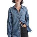 Madewell Light Wash Denim Chambray Button Down Size XS EUC!! Blue Photo 0