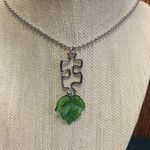 Puzzle Piece Green Leaf Necklace Photo 2