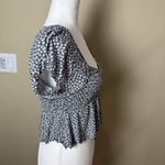 Urban Outfitters  Navy Blue Floral Ruched Crop Top Cap Sleeves Size XS Photo 6