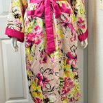 Cacique  Floral Satin Barn Robe Set with Pink and Green Accents Size 14/16 Photo 7