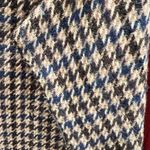Vintage Men’s Houndstooth Blazer with Brown Collar and festive red lining. Multiple Size L Photo 3