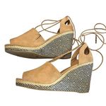 Lane Bryant Open Toe Tan .75" Platform 4" Graphic Wedge Boho Espadrilles Size 10 Photo 2