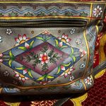 Floriana Floral Hand Painted Black Leather Boho Crossbody Purse Photo 4
