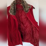 Northcrest Red Courdroy Zip Up Vest Faux Fur Neck Collar Women's Medium 10 Photo 7