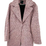 Bershka  Size Medium Large Dress Coat Snap Front has Pockets Pink Red White Photo 0