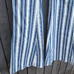 Free People  Blue and White Striped Straight Leg Jeans Photo 4