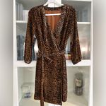 J.Crew J.‎ Crew True Wrap Lined Dress in Drapey Velvet Leopard Print Size 0 Photo 1