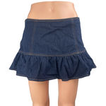 Cider NEW  Womens Blue Mid Rise Ruffle Frill Mini A-Line Denim Jeans Skirt Size S Photo 0