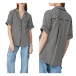 Rag and Bone Luca Striped Pajama Top Womens XS short sleeve100% silk black & white Photo 2