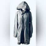 Eileen Fisher trench coat - windbreaker -raincoat with hidden hood Sz XL Photo 2