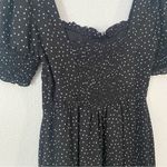 Rixxi black and white ruched polka dot mini cocktail dress size S short sleeve Photo 6
