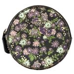 Coach  Black Purple Round Coin Case Posey Print Wallet 66673 Photo 0