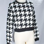 Forever 21 NWT Houndstooth Black White Crop Top Long Sleeve Goth Glam Size Med Photo 1