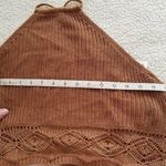 Jolie & Joy Cropped Crochet Halter Top LaceUp Coconut Brown CottageCore 90s Sz L Size L Photo 4