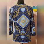 J. McLaughlin  Elegant Chain Print Women's Top - Blue and Gold Photo 1