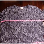 CAbi  Te Amo Love Script Blouse Navy Blue Balloon Bishop Sleeve Style 5336 Size L Photo 6