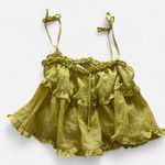 Rays for days summer ruffle Luella Top in Celadon yellow green color size small Tan Photo 2