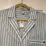 Old Navy NWT Size M Blue White Stripe Long Sleeve Button Front Pajama Top Photo 2