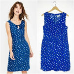 Boden Blue Polka Dot Rae Linen Dress Size 8 Tall Long Photo 1