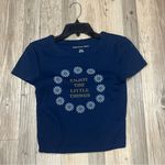 American Eagle  Womens Graphic Baby Tee Size Medium Navy Blue sunflower Photo 4