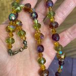 Vintage Earth Tone Faceted Crystals Necklace Orange Photo 2