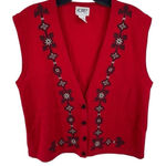 Koret vintage VTG wool sweater vest embroidered ball monkey fist closures coat M Red Size M Photo 0