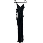 Amanda Uprichard  Cassilda Silk Ruffle Chiffon Maxi Gown In Black Photo 8