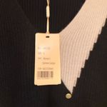 100% Cashmere V Neck Color Block Faux Cardigan Sweater size Large Black Photo 4