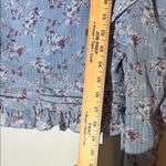 Endless Rose  Blue Floral Ruffle Blouse Cropped size‎ M sheer sleeves Photo 5