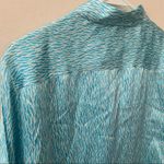 Kasper  100% Silk Blue Zebra Stripe Button Front Blouse Photo 4