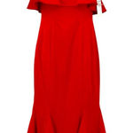 Liv Foster Ruffle Crepe Back Satin Red Popover Dress Size 0 NWT Photo 0