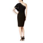 Calvin Klein NWT Women's One-Shoulder Black Ruffle-Sleeve Cocktail Dress Sz 2 Photo 1
